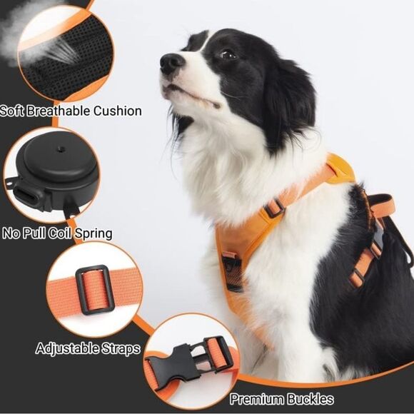 🧡 No-Pull Dog Harness with Leash – Size Medium (Orange) - Picture 3 of 6